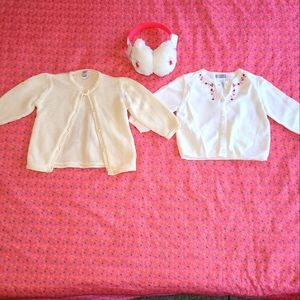 💕3 for $25💕 Carters & Baby Gap button sweaters size 3-6mos & 6mos and Earmuffs
